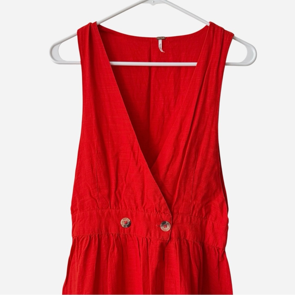 Free People Elegant Red Diana Wrap Midi Sleeveless Dress - Picture 7 of 9